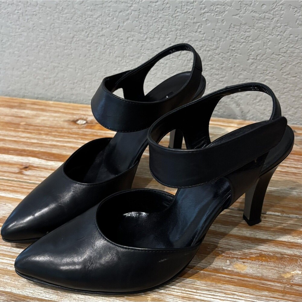 Paul Green Nicolette Black Leather Pointed Toe Heel Pumps Women’s US sz 6